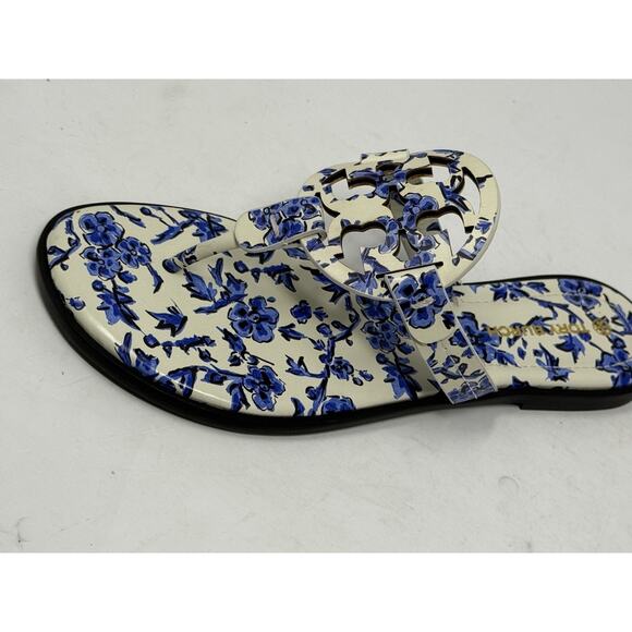 Tory Burch Miller sandal 6 Blue white branches - Picture 4 of 7